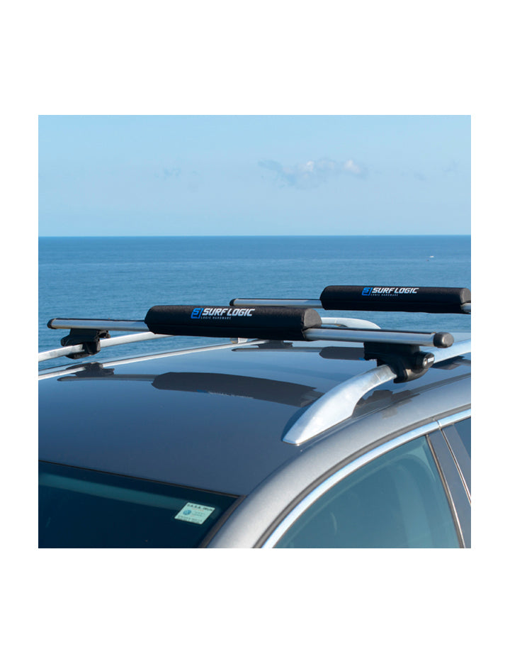 Surflogic Aero Roof Rack Pads For Aerodynamic Roof Racks 70cm / 28" demonstrated use on car