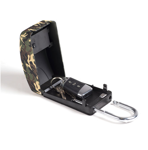 Surflogic Maxi Camo Surf Safe For Car Key Storage Open With Car Key Inside to Demonstrate How to Use